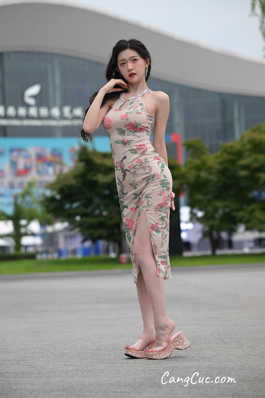 [精选街拍作品] No.4977 任绵绵美足旗袍风